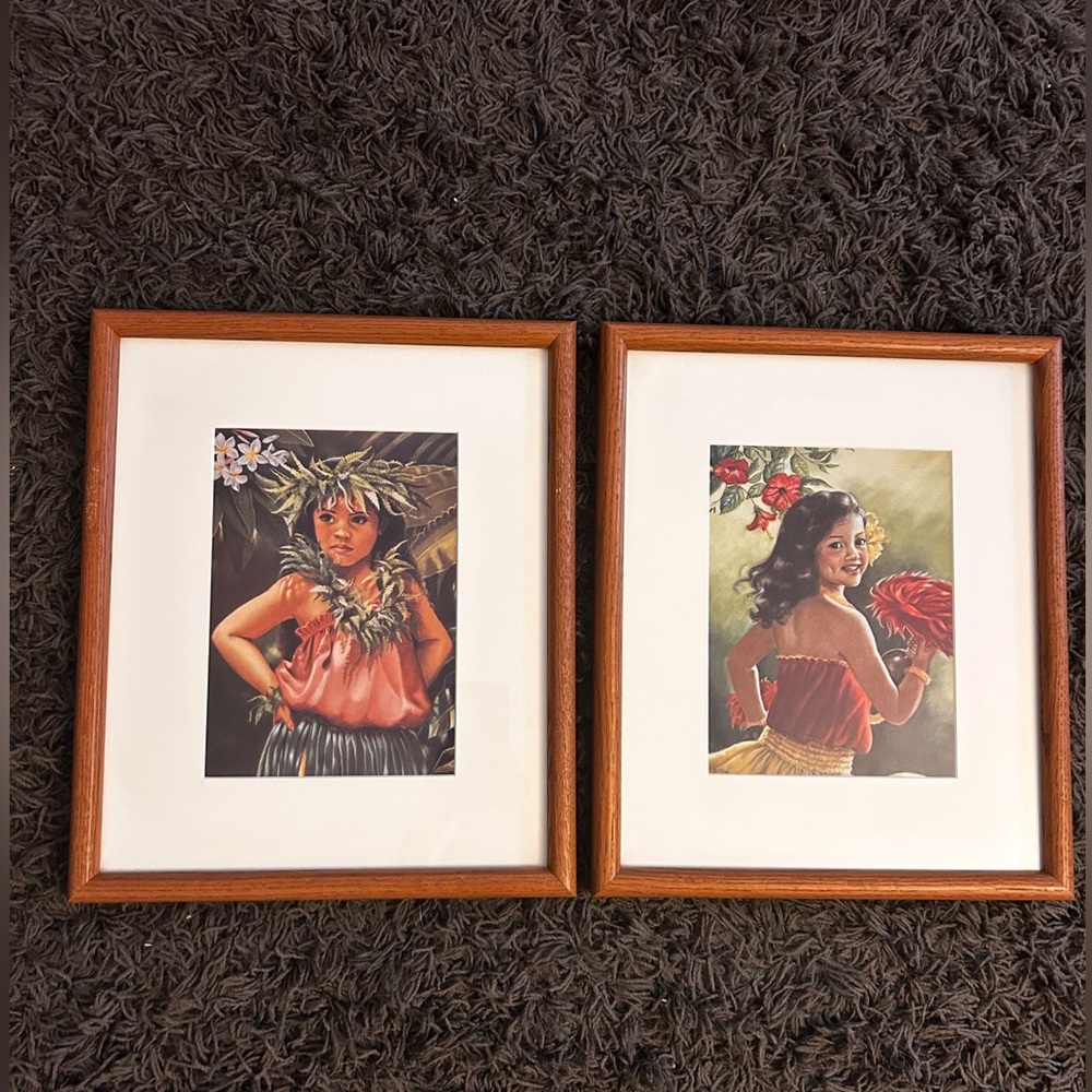 Hawaiian girls framed prints 16”x13”